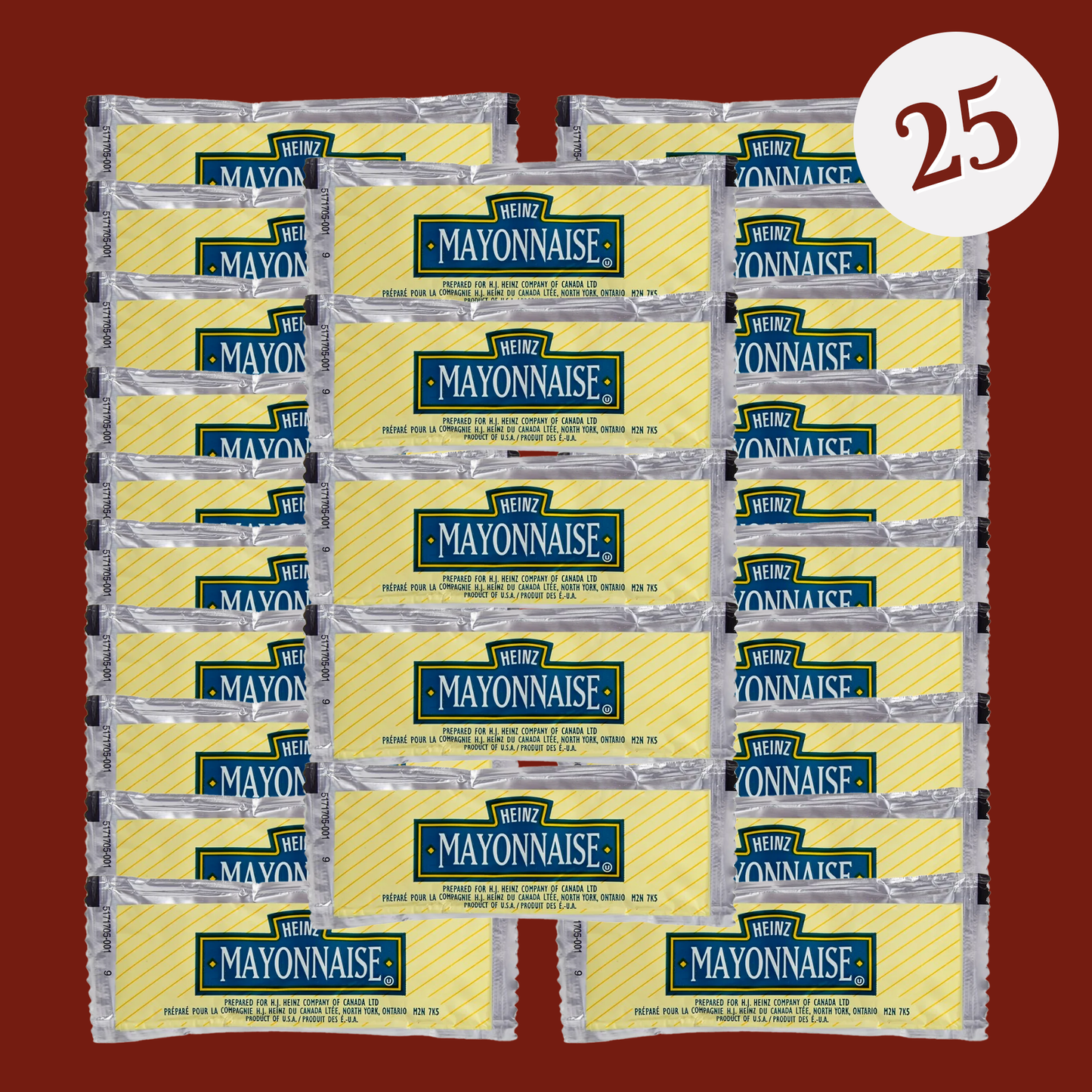 Heinz Packets 25 of Each Ketchup, Mustard, Mayonnaise, and Relish (Total of 100)