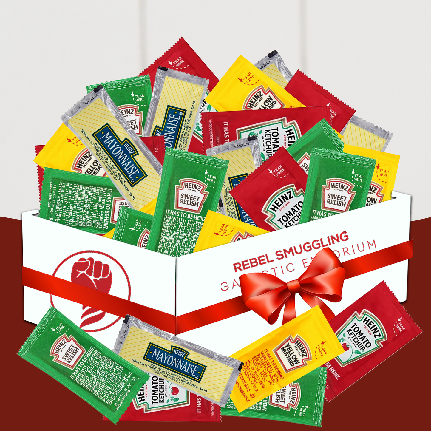 Heinz Packets 25 of Each Ketchup, Mustard, Mayonnaise, and Relish (Total of 100)
