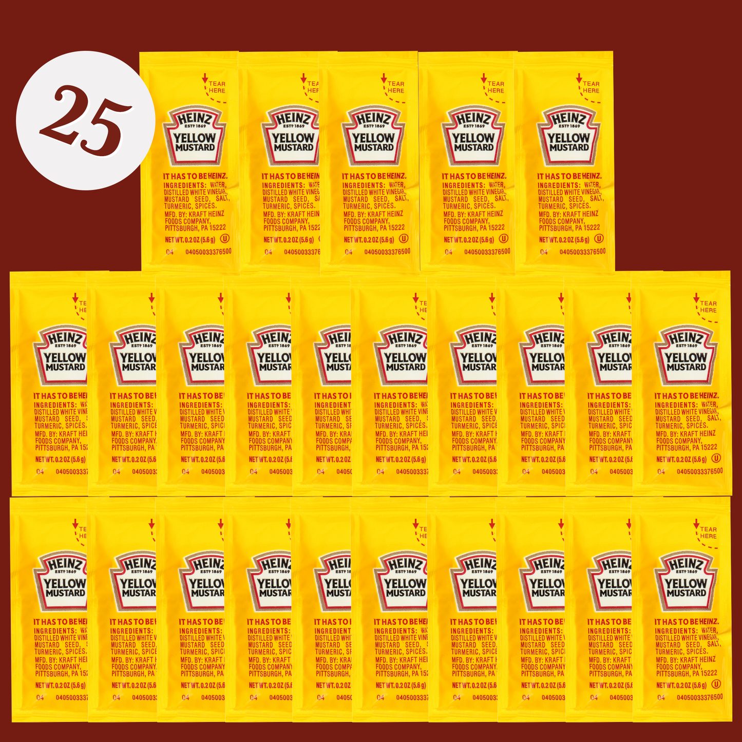 Heinz Packets 25 of Each Ketchup, Mustard, Mayonnaise, and Relish (Total of 100)