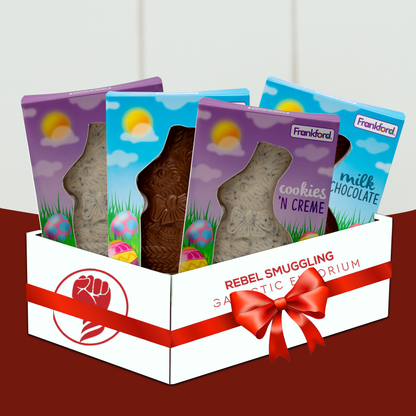 Frankford Chocolate Easter Bunny Bulk 4 Pack- Contains 2 Each of Milk Chocolate and Cookies and Cream Chocolate Bunny Easter 2.25oz, Easter Bunny Chocolate Candy, Easter Chocolate Bunny Bulk, Easter Chocolate Rabbit