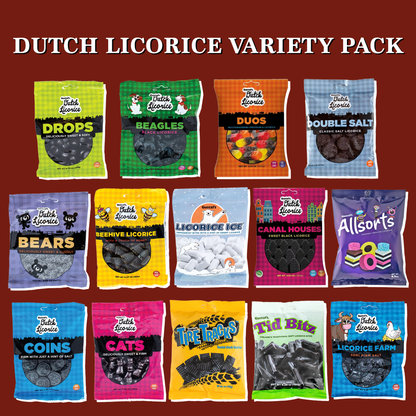 Gerrit Ultimate Licorice Variety Pack - 14 Authentic Dutch Black Licorice Flavors