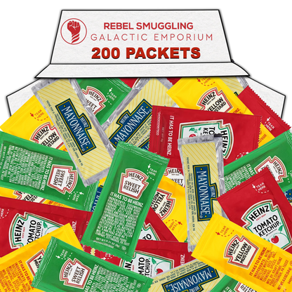 Heinz Packets 50 of Each Ketchup, Mustard, Mayonnaise, and Relish (Total of 200)