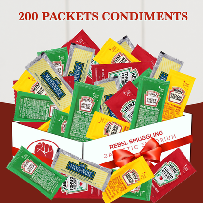 Heinz Packets 50 of Each Ketchup, Mustard, Mayonnaise, and Relish (Total of 200)