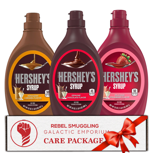 Dessert Syrup Variety Pack, 3 Flavors- Chocolate, Strawberry, and Caramel- Care Package GIft Basket by Rebel Smuggling Galactic Emporium