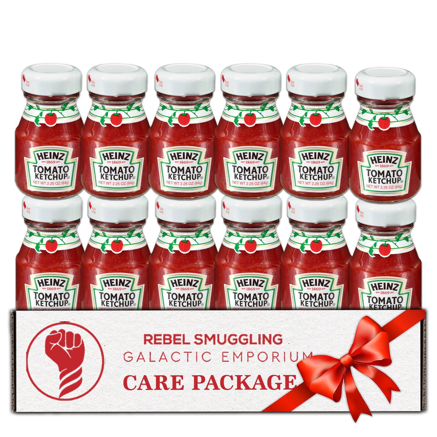 Mini Ketchup 12 Pack of 2.25oz Glass Bottles Care Package Gift Basket by Rebel Smuggling Galactic Emporium