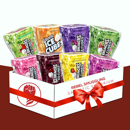 Ice Breakers Ice Cubes Gum Variety Pack - 8 Sugar Free Fruity Flavors Gift Basket