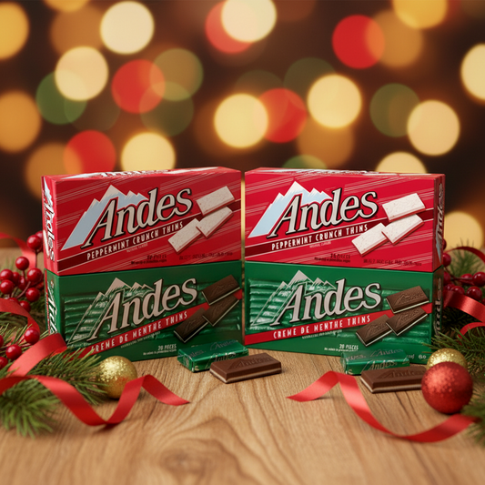 Andes Peppermint Crunch and Creme De Menthe Mint Thins 2 of each (Pack of 4)