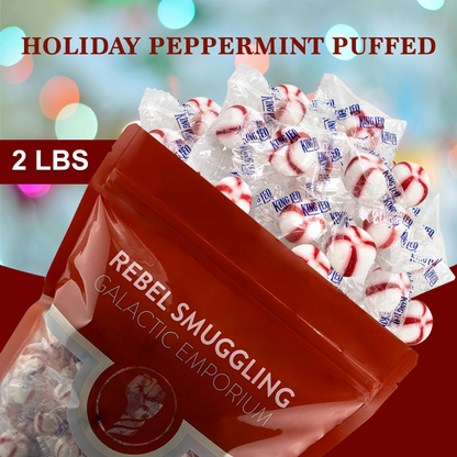 King Leo Christmas Soft Peppermint Puffs Candy Bulk 2lb Bag, Individually Wrapped Mints