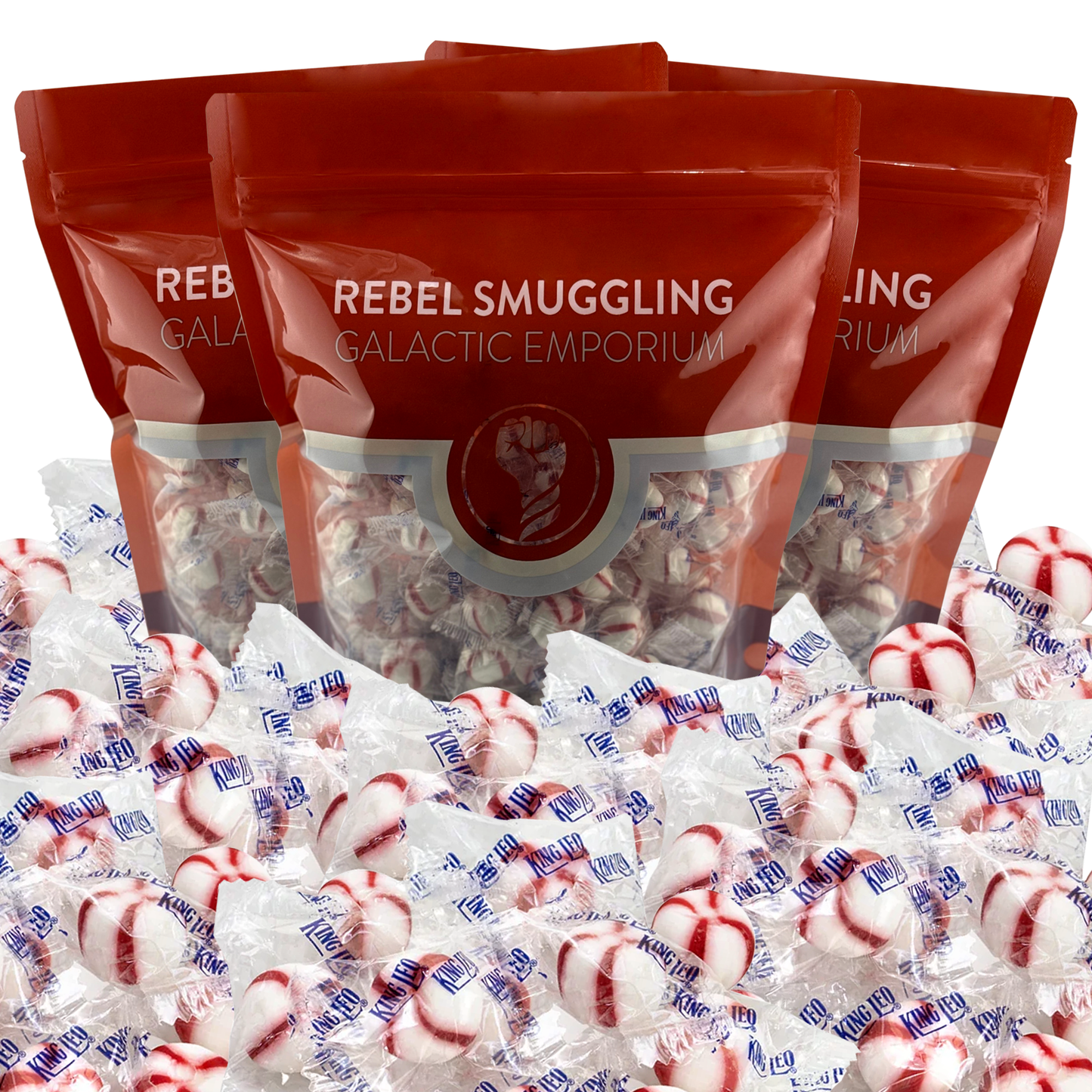 King Leo Christmas Soft Peppermint Puffs Candy Bulk 3 x 2lb Bags, Individually Wrapped Mints (6lbs Total)