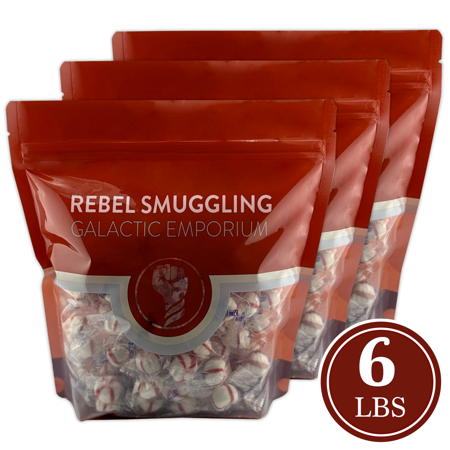 King Leo Christmas Soft Peppermint Puffs Candy Bulk 3 x 2lb Bags, Individually Wrapped Mints (6lbs Total)