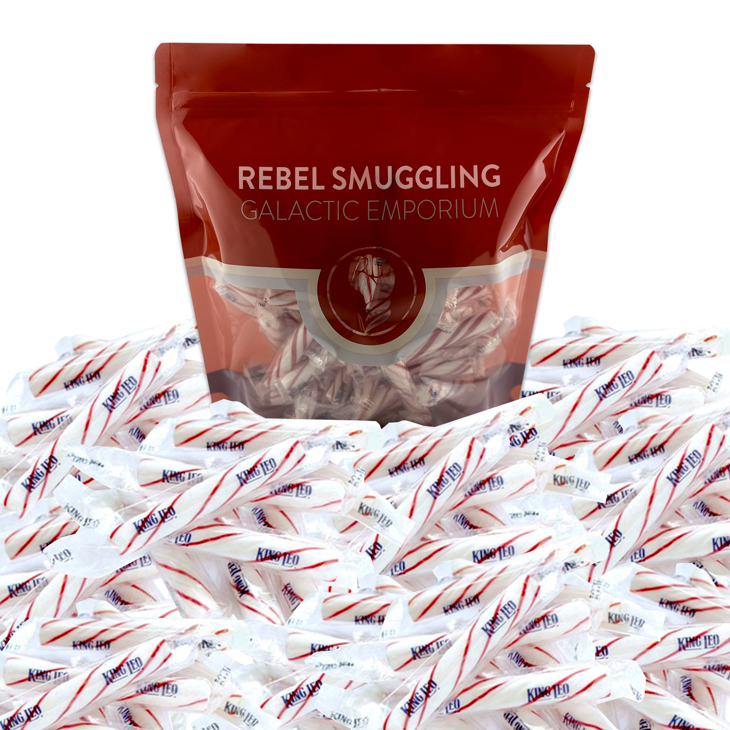 King Leo Christmas Soft Peppermint Sticks Candy Bulk 2lb Bag, Individually Wrapped Mints