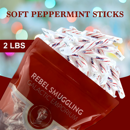 King Leo Christmas Soft Peppermint Sticks Candy Bulk 2lb Bag, Individually Wrapped Mints