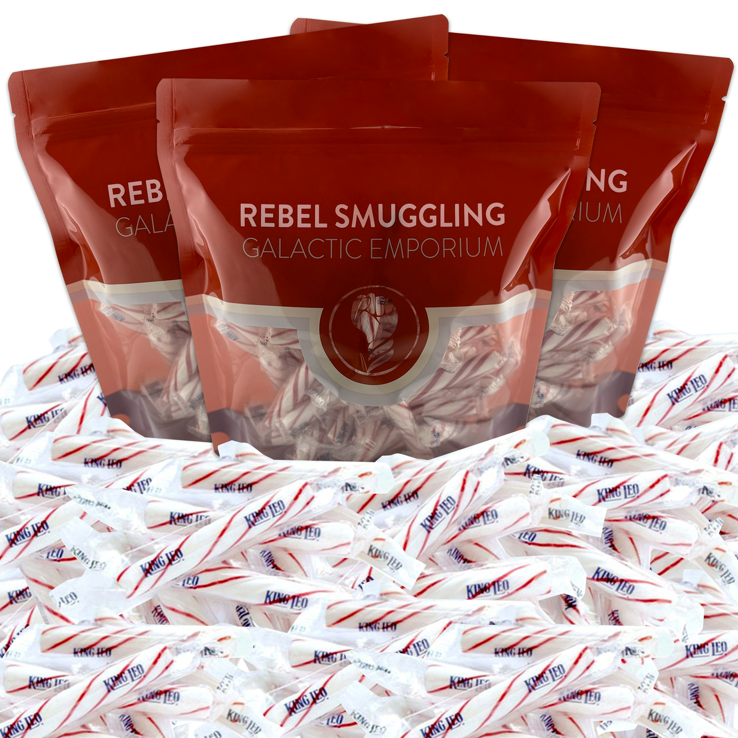 King Leo Christmas Soft Peppermint Sticks Candy Bulk 3 x 2lb Bags, Individually Wrapped Mints (6lbs Total)