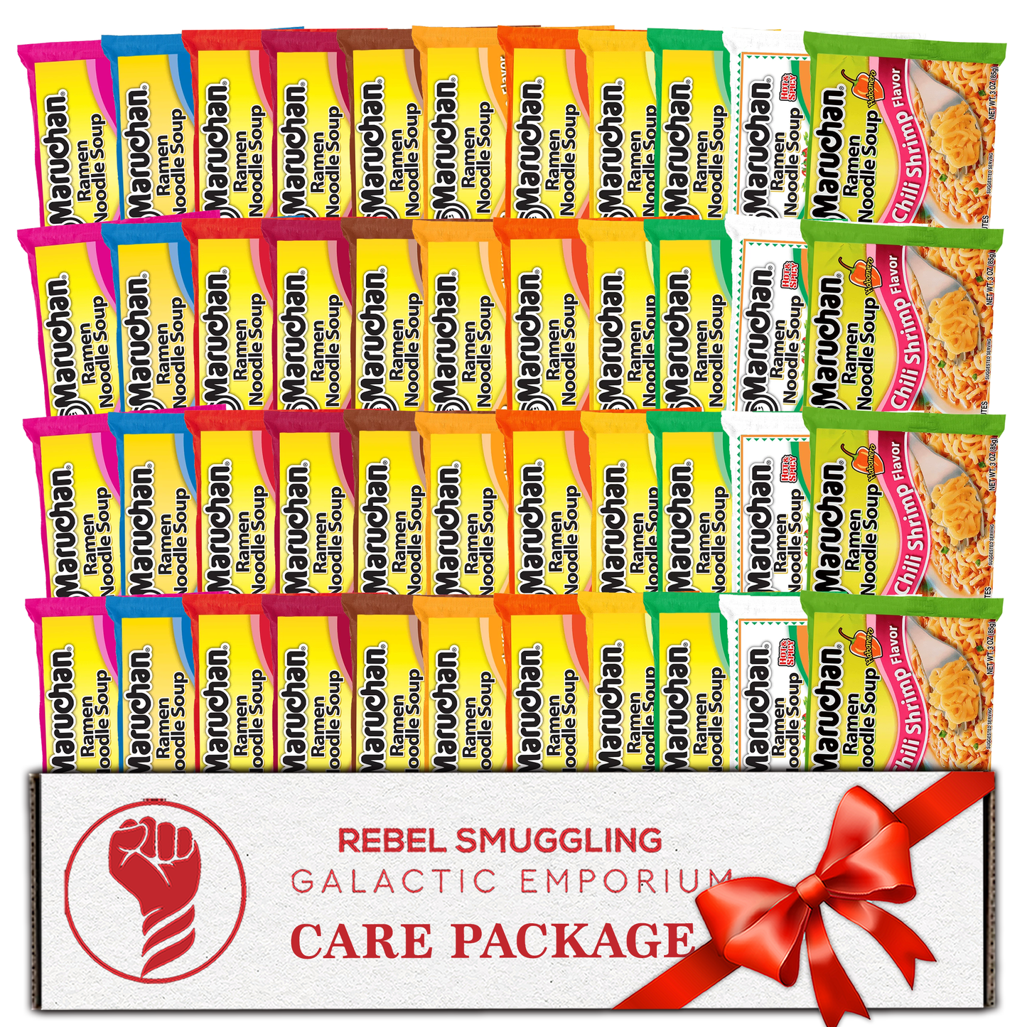 Ramen Noodles Soup Cup Variety 44 Pack Care Package GIft Basket- Includes 4 Cups Each of 11 Flavors by Rebel Smuggling Galactic Emporium