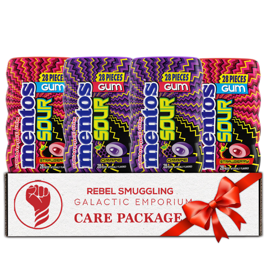 Mentos Sour Bottle Gum Variety 4 Pack- Includes 2 Packs of Strawberry and 2 Packs of Orange Chewing Gum Pack