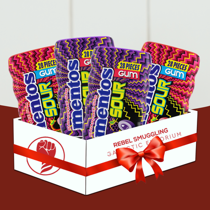 Mentos Sour Bottle Gum Variety 4 Pack- Includes 2 Packs of Strawberry and 2 Packs of Orange Chewing Gum Pack