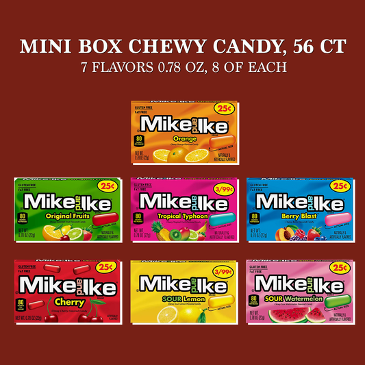 Fruity Candy Bulk Variety 56 Pack- 7 Flavors, 8 Mini Boxes of Each Flavor Gift Basket Care Package by Rebel Smuggling Galactic Emporium