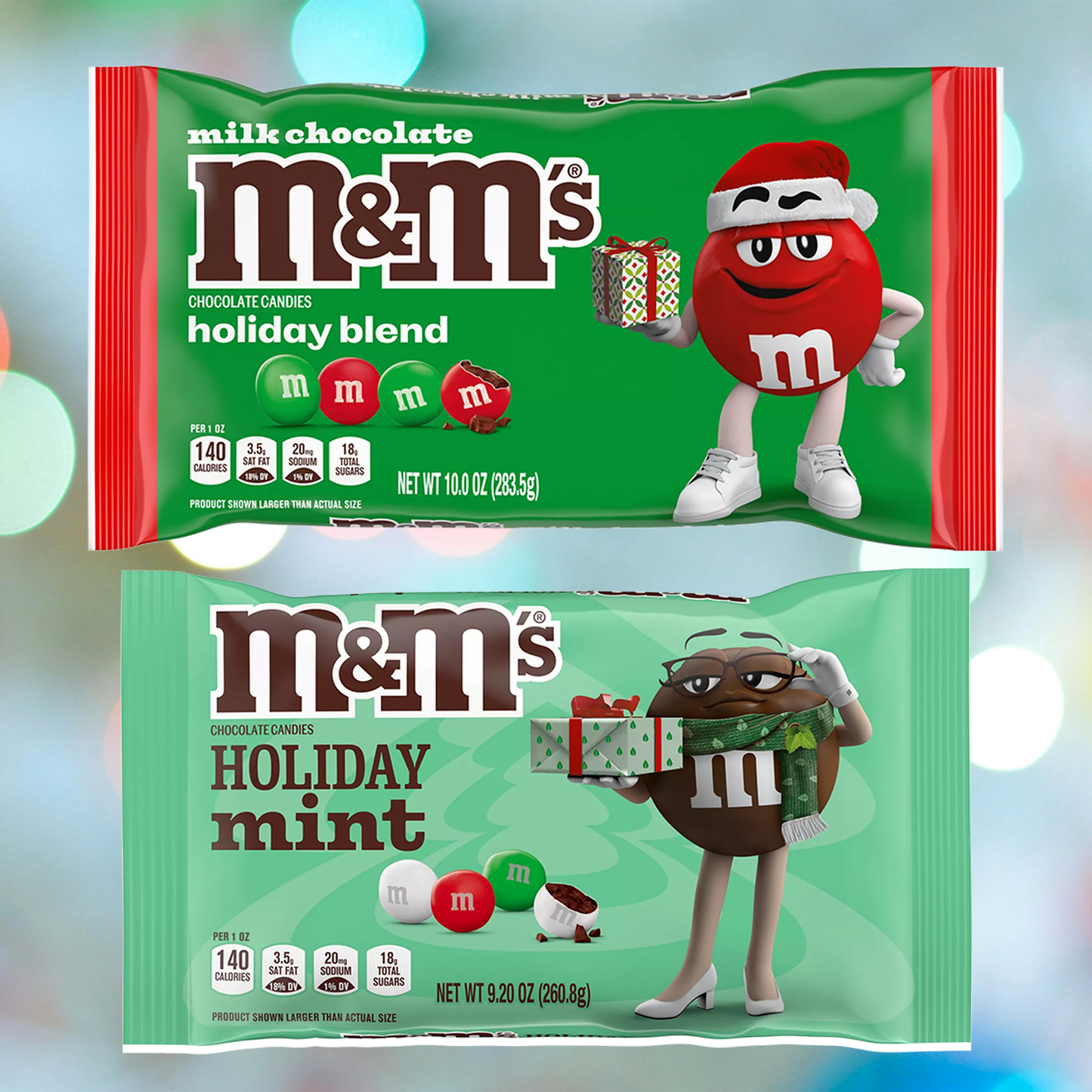 M&M's Holiday Variety Pack of 5- Milk Chocolate, Peanut Chocolate, Mint Chocolate, Toasty Holiday Peanut, Peanut Butter Chocolate