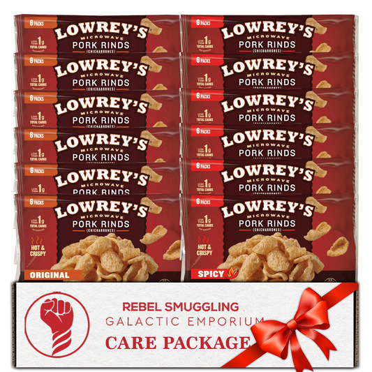 Lowreys Bacon Curl Pack of 12 by Rebel Smuggling Galactic Emporium. Includes 6 Each of 2 Flavors- Original and Hot and Spicy