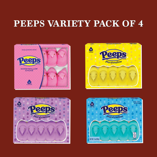 Easter Peeps Marshmallow Candy Variety 4 Pack (40 Peeps Total). Peeps Candy, Pink Marshmallows, Peeps Bulk, Peeps Easter Basket, Cotton Candy Peeps