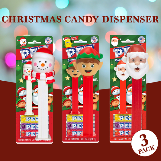 Pez Christmas Candy Dispensers Blister Pack of 3 Stocking Stuffer Candy