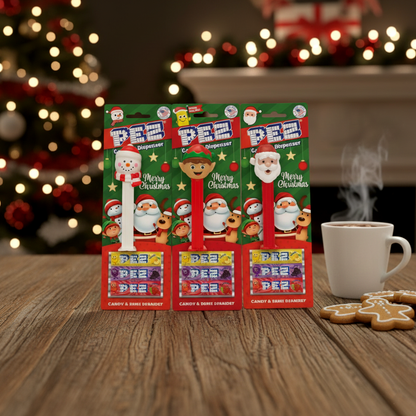 Pez Christmas Candy Dispensers Blister Pack of 3 Stocking Stuffer Candy