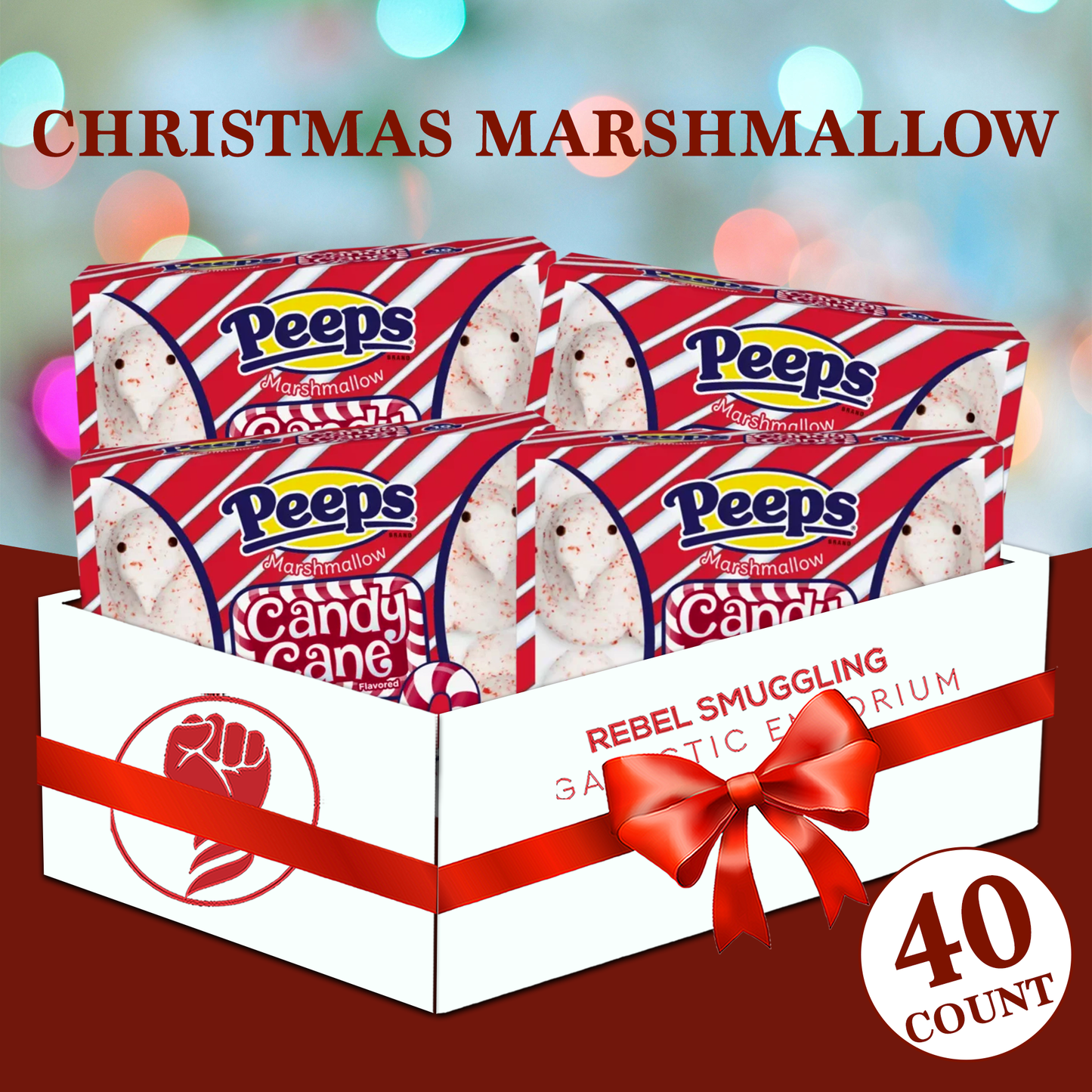 Peeps Candy Cane Flavored Chicks Pack of 4 (40 Total Chicks)