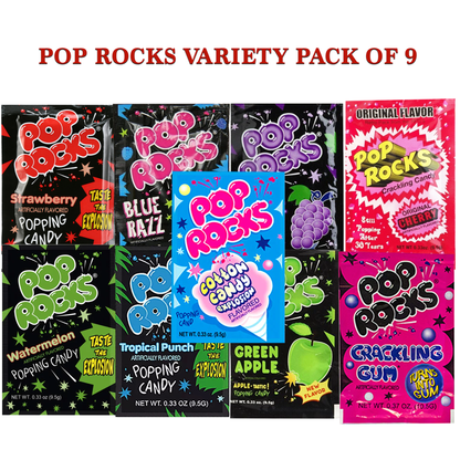 Pop Rocks Variety pack of 9 Flavors in Rebel Smuggling LLC Gift Bag