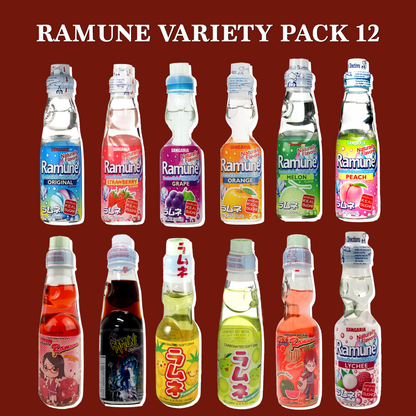 Ramune Japanese Soda Variety Pack 12 Flavors - Authentic Marble Soda Gift Set