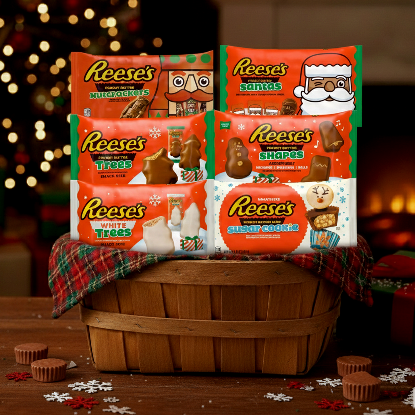 Reese's Christmas Figurines Variety Pack of 6- White Chocolate Trees, Mystery Shapes, Nutcrackers, Trees, Santas, Sugar Cookie