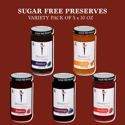 Skinnygirl Sugar-Free Preserves & Jelly Variety Pack - 5 Flavors (10oz Jars)