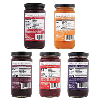 Skinnygirl Sugar-Free Preserves & Jelly Variety Pack - 5 Flavors (10oz Jars)