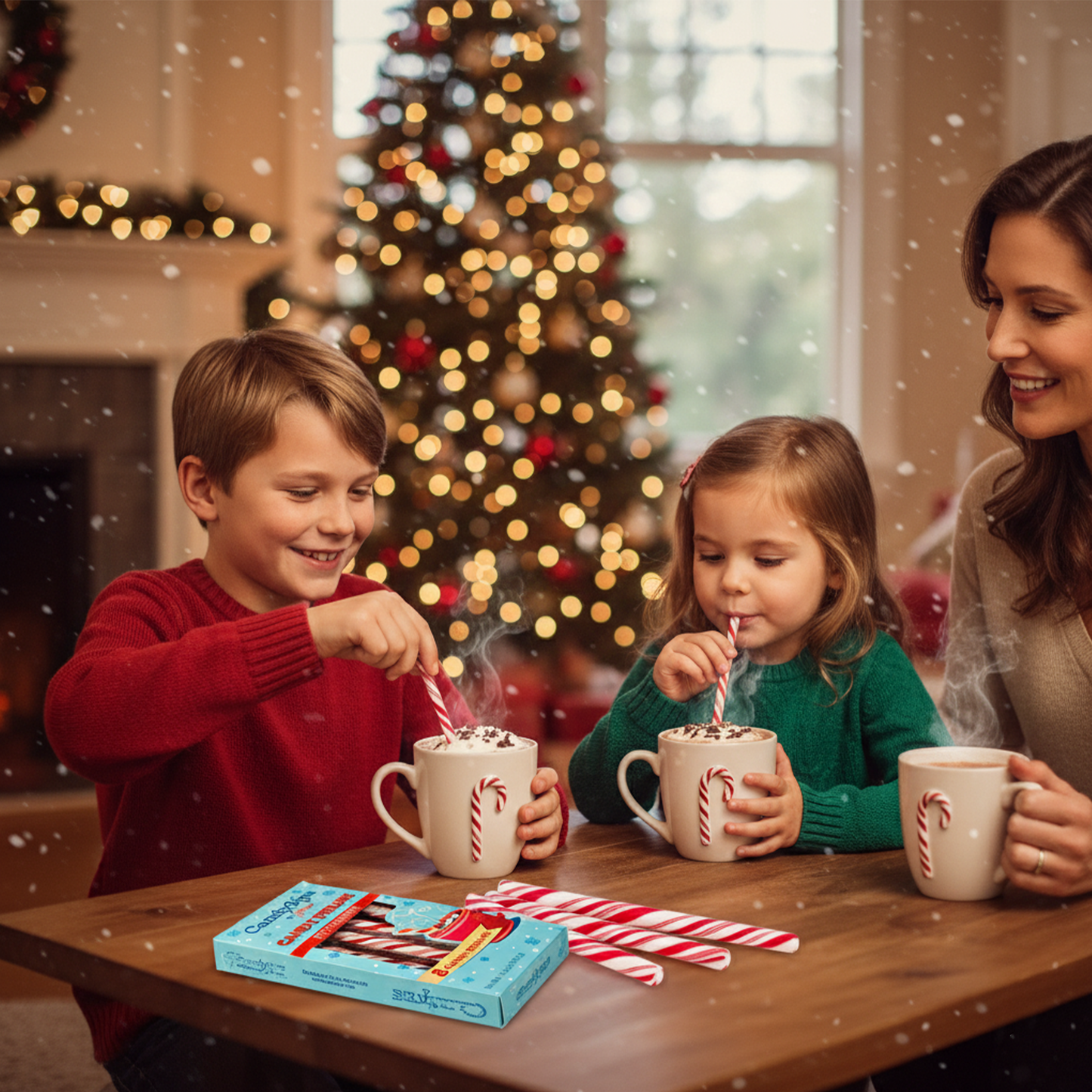 CandySips Gilliam Peppermint Candy Straws - Edible Stirrers (24 Straws, Pack of 3)