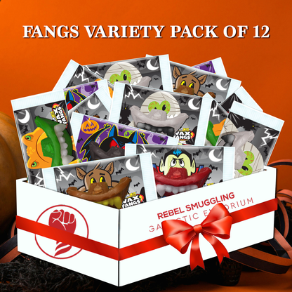 Halloween Spooky Wax Fangs Bulk 12 Pack Variety of Monster, Mummy, Vampire, Bat by Rebel Smuggling Galactic Emporium