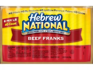 Hebrew National Beef Franks 8:1 6inch 5lbs (PACK OF 4)