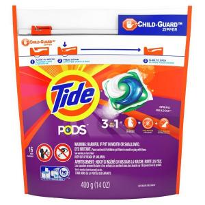 Tide Pods Spring Meadow Laundry Detergent Liquid, 16 Count per Pack - 6 per case.