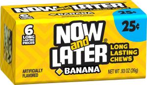 Now and Later Banana Long Lasting Chew Candy - 24 per pack -- 12 packs per case.