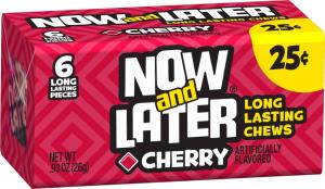 Now and Later Cherry Long Lasting Chew Candy, 24 Per Pack, 12 Packs Per Case