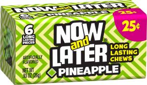 Now and Later Pineapple Candy - 24 per pack -- 12 packs per case.