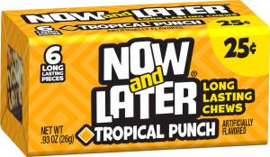 Now and Later Tropical Punch Long Lasting Chew Candy - 24 per pack -- 12 packs per case.