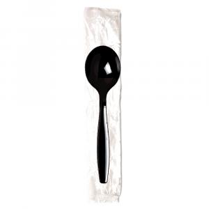 Dixie Individually Wrapped Black Heavy Weight Plastic Soup Spoon (PACK OF 1000)