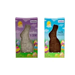 Frankford Chocolate Easter Bunny Variety 2 Pack- Contains 1 Each of Milk Chocolate and Cookies and Cream Chocolate Bunny Easter 2.25oz, Easter Bunny Chocolate Candy, Easter Chocolate Bunny Bulk, Easter Chocolate Rabbit