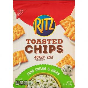 Ritz Toasted Chips, Sour Cream & Onion, 8.1 Oz (Pack of 6)