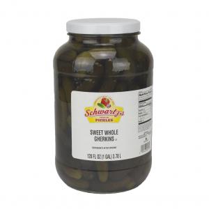 Bay Valley Schwartz's Sweet Gherkins Pickle 1 Gallon (PACK OF 4)