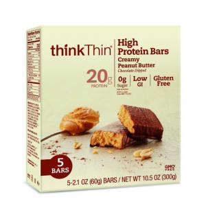 Thinkthin Creamy Peanut Butter High Protein Bar 5Count (Pk OF 24)
