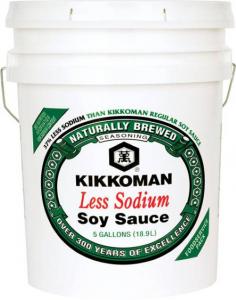 Kikkoman Less Sodium Soy Sauce, 5 Gallon -- 1 each.