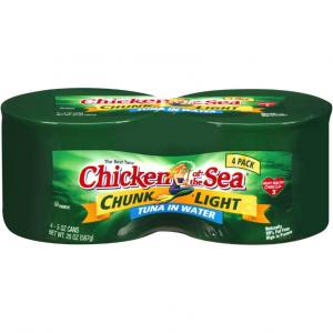 Chicken Of The Sea Chunk Light Tuna in Water, 5 Ounce, 4 per pack -- 6 packs per case.