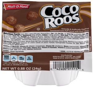 Malt-O-Meal Coco-Roos Cereal, Single Serve Bowl (0.875 OZ, 96 Per Case)