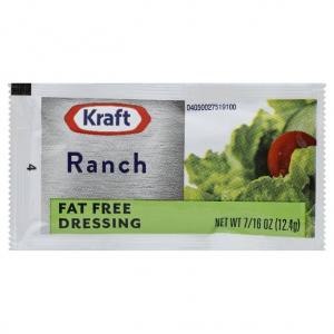 Dressing Kraft Ranch Fat Free Pouch 200 Case 0.44 Ounce Each
