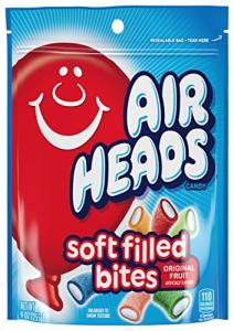 AirHeads Candy Soft Filled Bites, Stand Up Bag, Assorted Tangy Fruit Flavors, Party, 9 oz (Bulk Pack of 12)